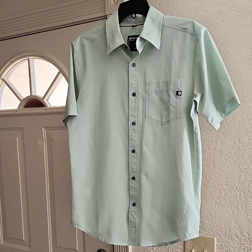 Marmot Men's AirExchange Technical Short Sleeve Button Down Sage Green Sz S